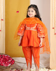 Girl Peplum Suit with Embroidery