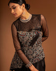Black Ajrakh Embroidered Dress