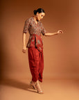 Red Fully Handcarfted Ajrakh Drape Tunic