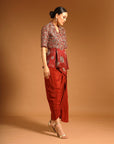 Red Fully Handcarfted Ajrakh Drape Tunic