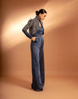 Blue Fully Handcrafted Ajrakh Jacket With Blue Jumpsuit