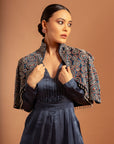 Blue Fully Handcrafted Ajrakh Jacket With Blue Jumpsuit