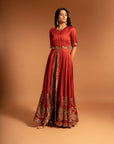 Antlia Organza Anarkali Gown With Front Slit