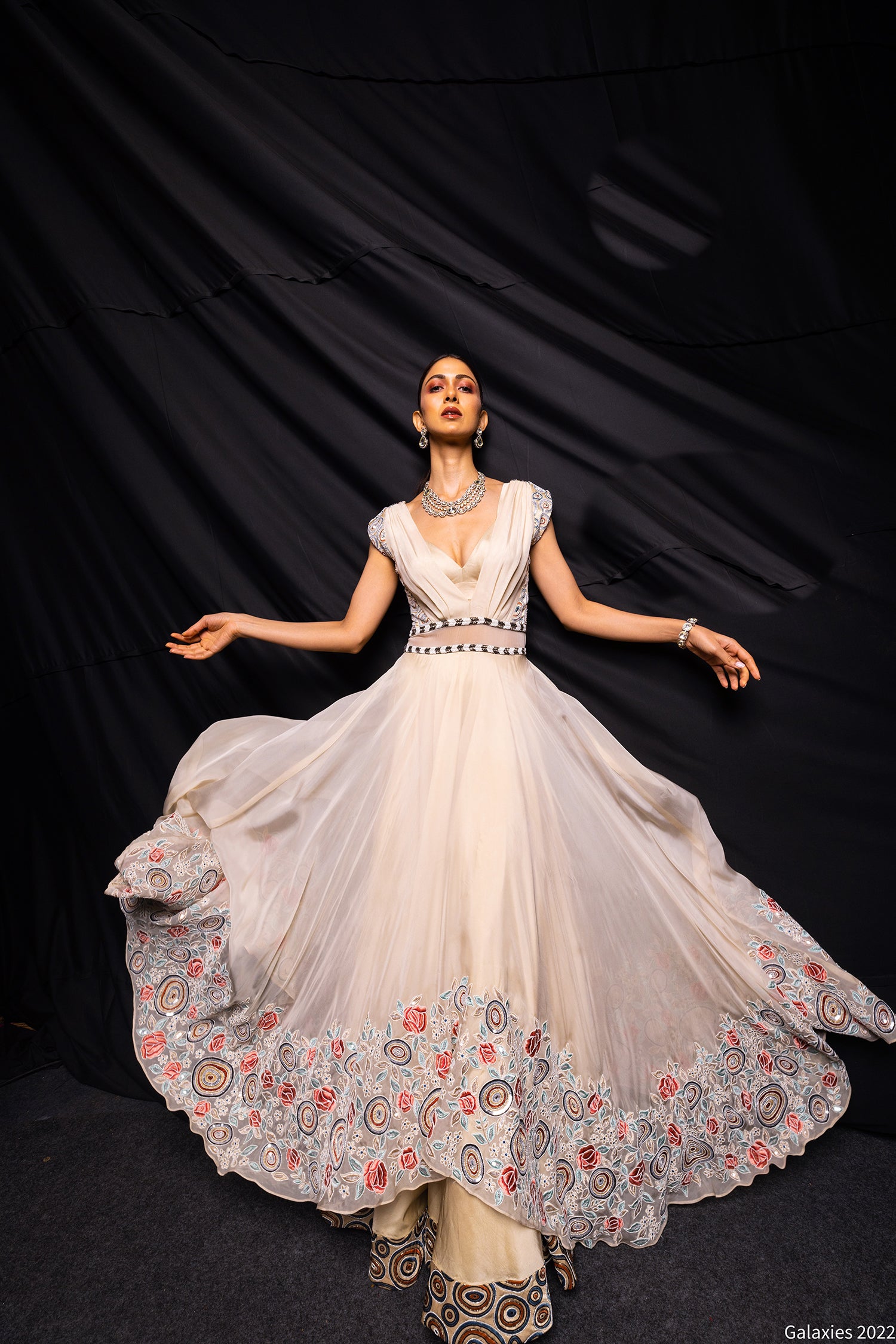 Starla Cowl Neck Double Layered Gown