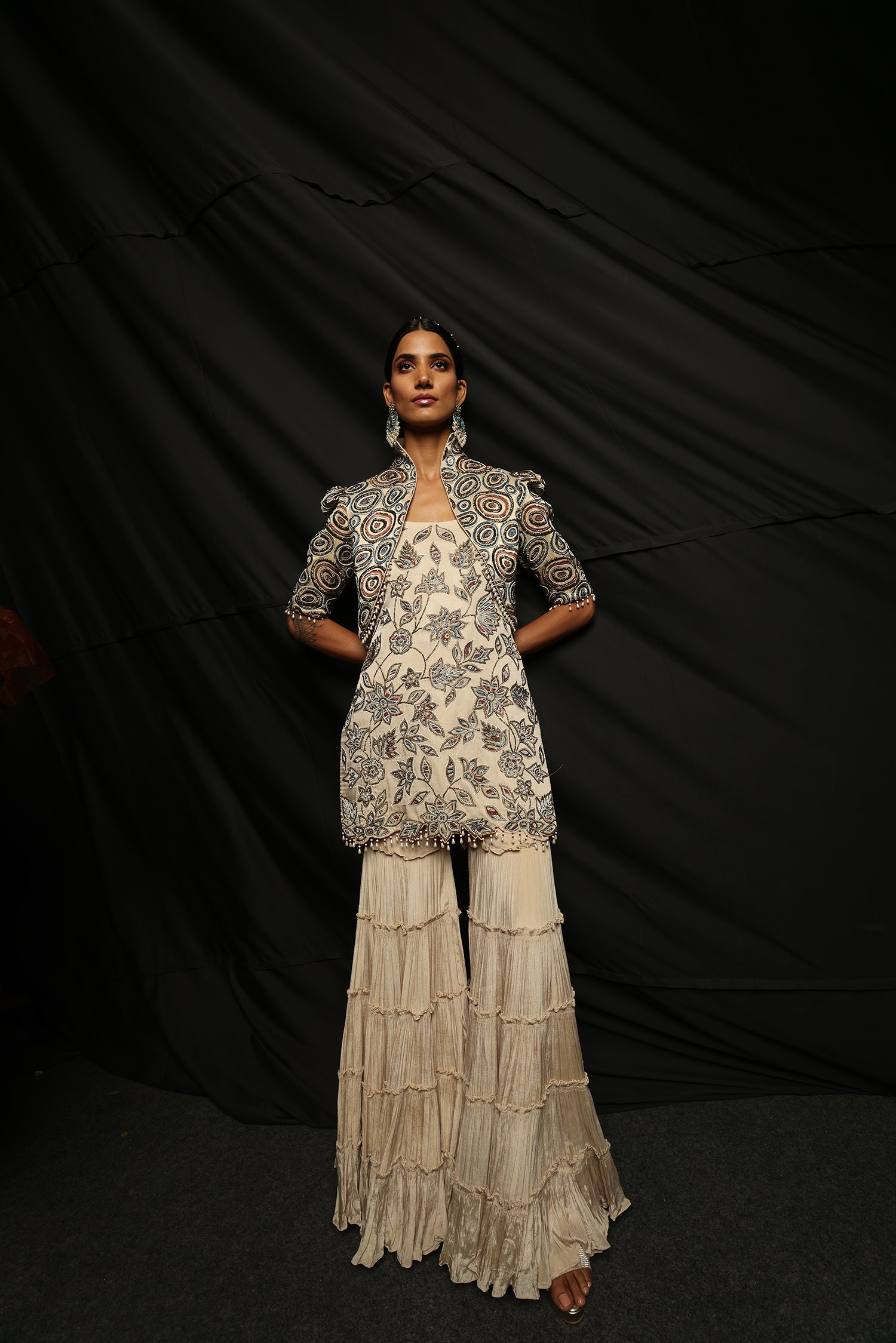 Aurora Kurta Jacket & 3 Layered Sharara