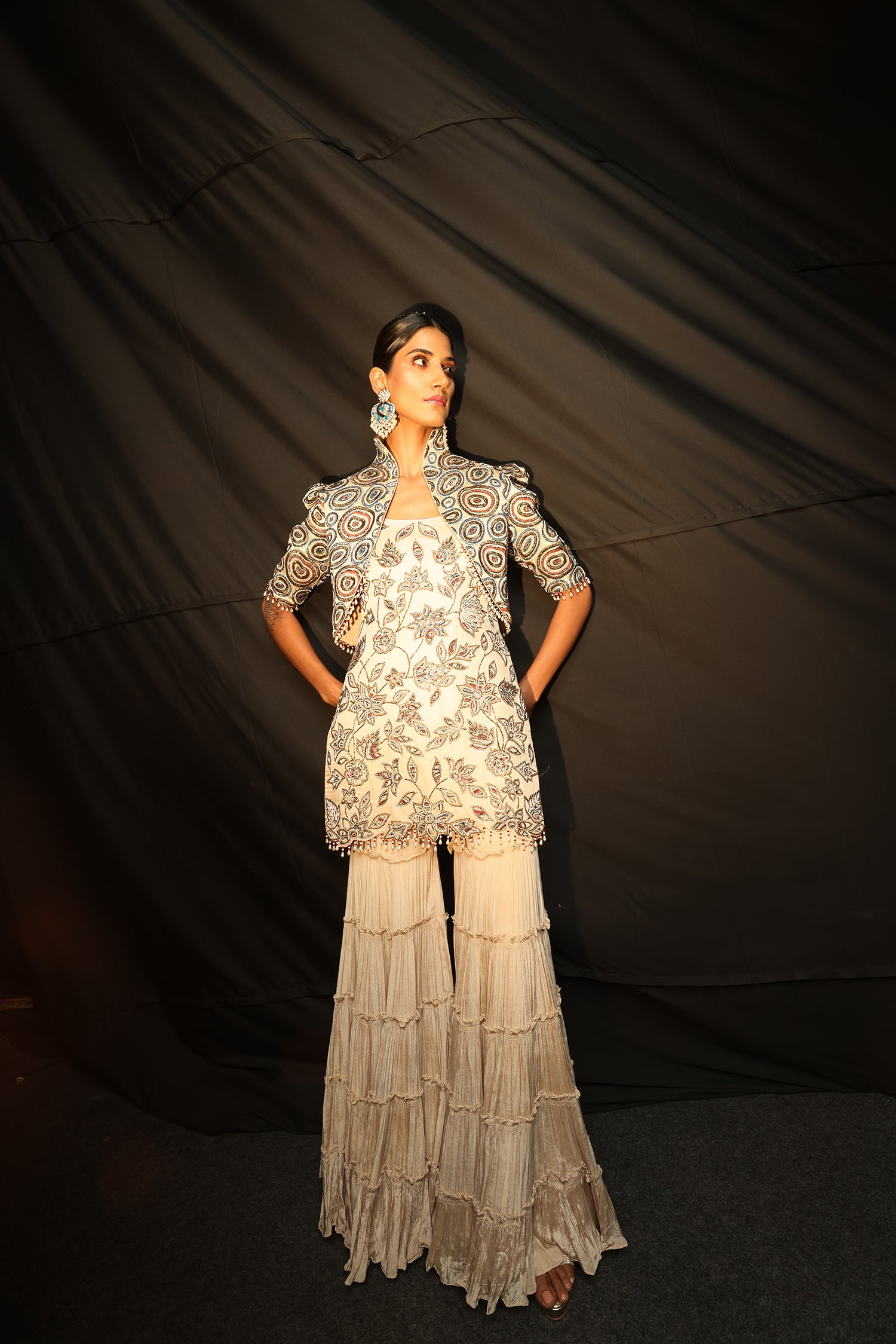 Aurora Kurta Jacket & 3 Layered Sharara