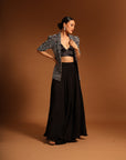 Sargas Ajrakh Jacket And Flare Skirt