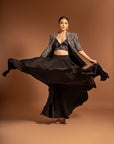Sargas Ajrakh Jacket And Flare Skirt