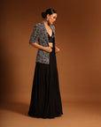 Sargas Ajrakh Jacket And Flare Skirt