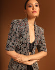 Sargas Ajrakh Jacket And Flare Skirt