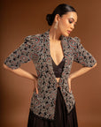 Sargas Ajrakh Jacket And Flare Skirt
