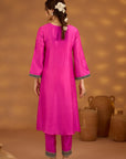 Pink Silk Embroidered Kurta Set With Dupatta