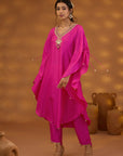 Pink Silk Embroidered Kurta Set