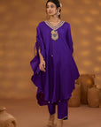 Purple Silk Embroidered Kurta Set