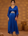 Blue Embroidered Drape Kurta Set