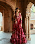 Pink Floral Organza Embroidered Anarkali Set