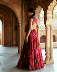 Pink Floral Organza Embroidered Anarkali Set