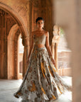 Grey Floral Organza Embroidered Lehenga Set