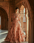 Powder Pink Organza Embroidered Anarkali Set