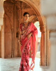 Pink Organza Embroidered Saree Set
