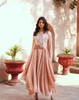 Powder Pink Chanderi Embroidered Kurta Set