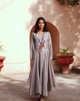 Grey Chanderi Embroidered Kurta Set