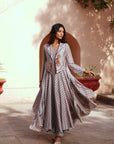 Grey Chanderi Embroidered Kurta Set