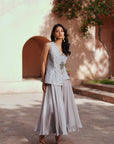 Grey Waist Coat And Skirt Set