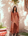 Mocha Chanderi Embroidred Kurta Set