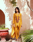 Golden Yellow Chanderi Embroidered Kurta Set