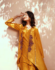 Golden Yellow Chanderi Embroidered Kurta Set