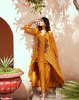 Golden Yellow Chanderi Embroidered Kurta Set