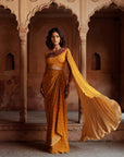 Golden Yellow Corset Drape Skirt And Embroidered Top
