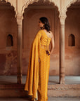 Golden Yellow Corset Drape Skirt And Embroidered Top