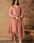 Mocha Pink Silk Embroidered Kurta Set