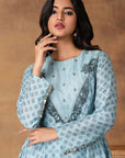 Powder Blue Assymetric Kurta Set