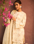 Inaayat Rose Embroidered Tunic Set - Beige & Cream