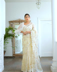 Ivory Hand Embroidered Jaal Saree Set