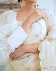 Ivory Hand Embroidered Jaal Saree Set