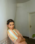 Peach Hand Embroidered Jaal Saree Set