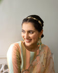 Peach Hand Embroidered Jaal Saree Set