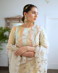 Ivory Hand Embroidered Jaal Saree Set