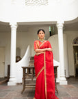 Red Gota Patti Border Saree Set