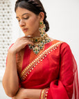 Red Gota Patti Border Saree Set