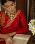 Red Gota Patti Border Saree Set