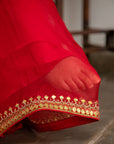 Red Gota Patti Border Saree Set