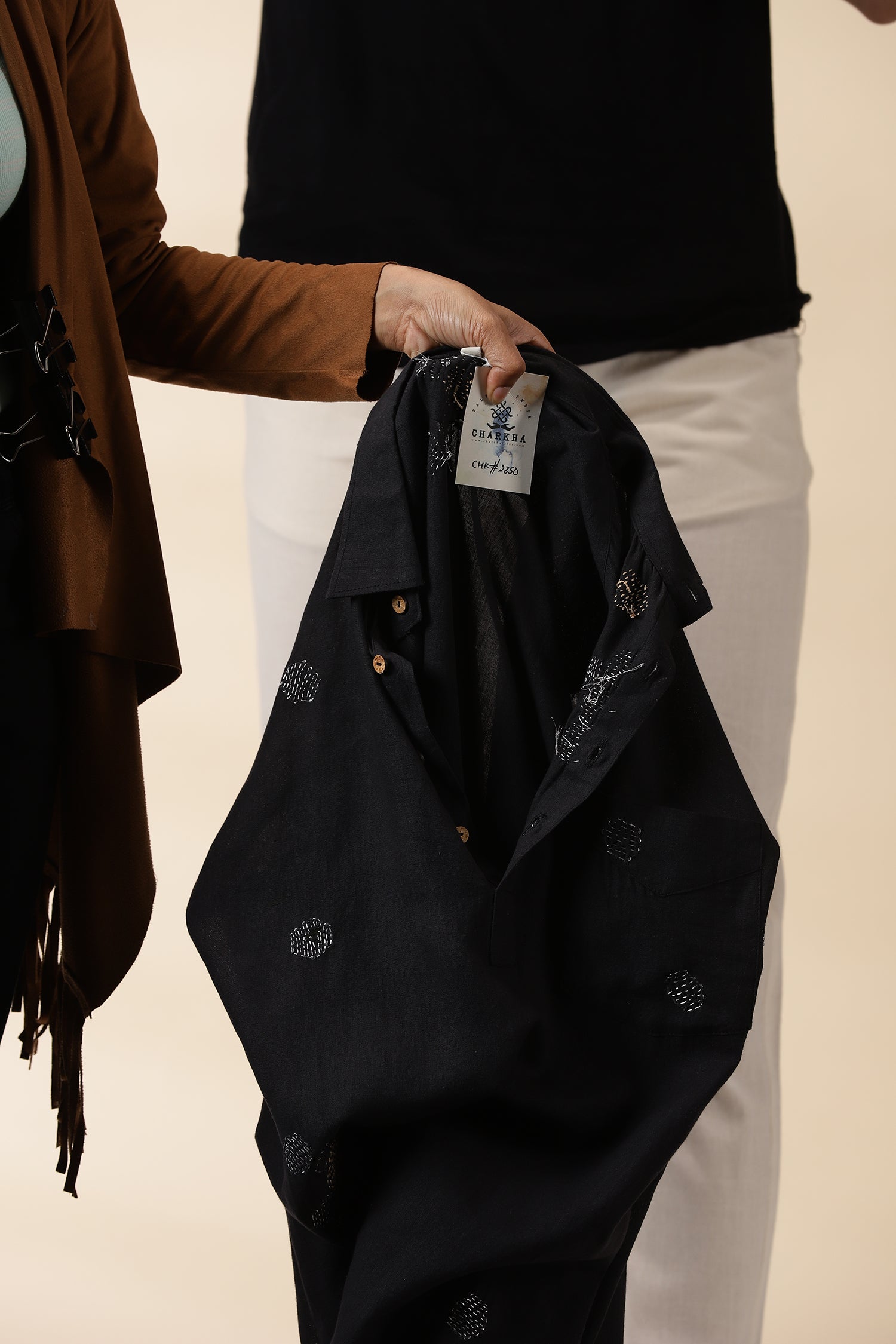 Short Kurta & Sadri Set - Black