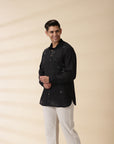 Short Kurta & Sadri Set - Black