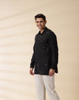 Short Kurta & Sadri Set - Black