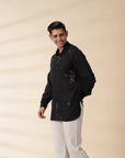 Short Kurta & Sadri Set - Black
